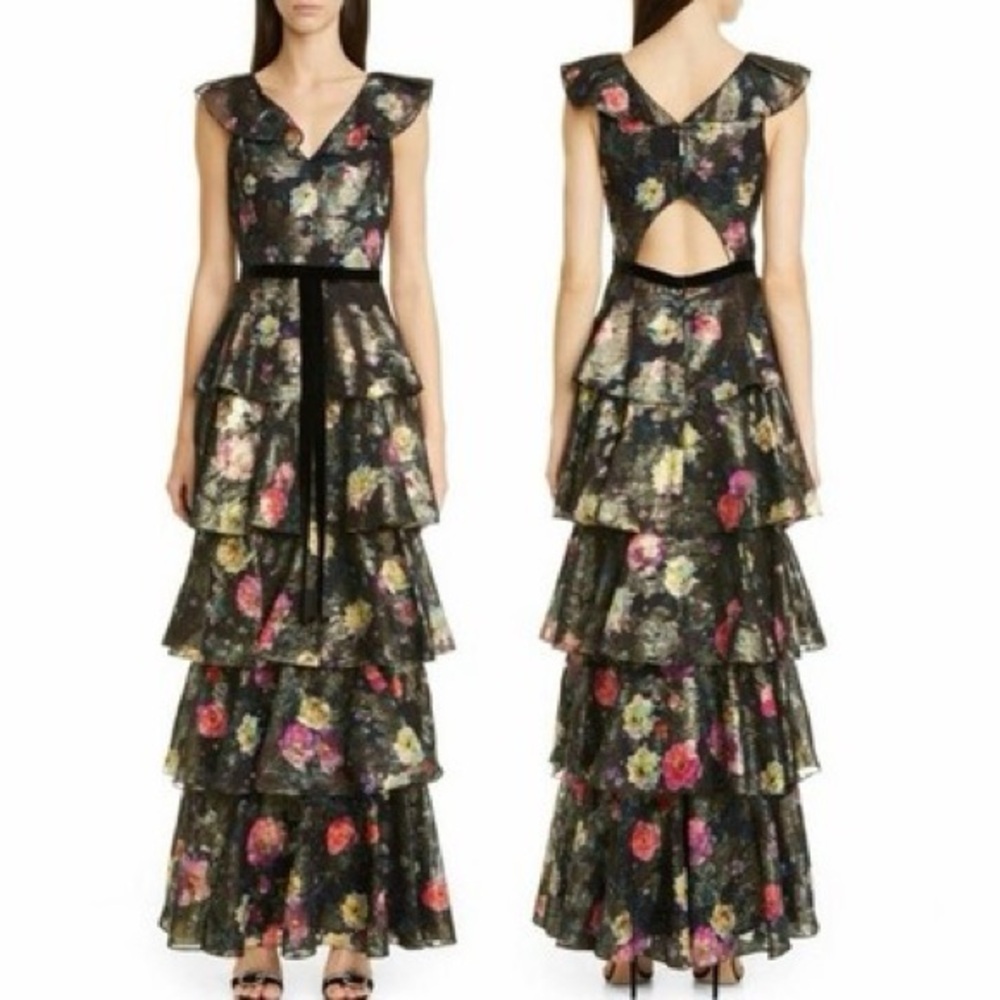 Marchesa Backless Floral Dress